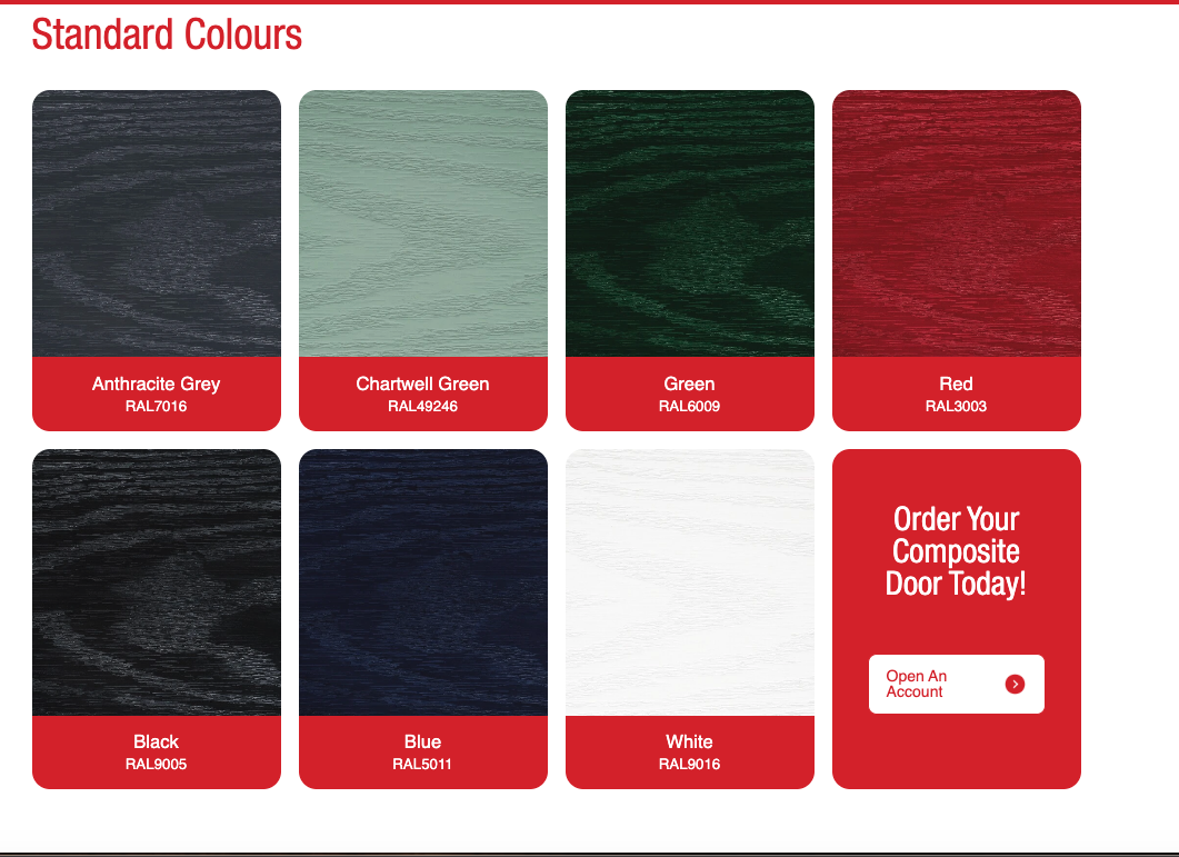 Door colours supplied by Aluminium Windows UK